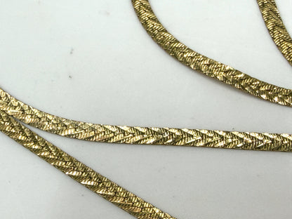 Vintage 14K Yellow Gold Textured Herringbone Chain Necklace 19.5" JR1503