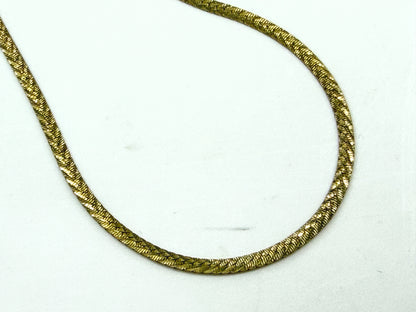 Vintage 14K Yellow Gold Textured Herringbone Chain Necklace 19.5" JR1503