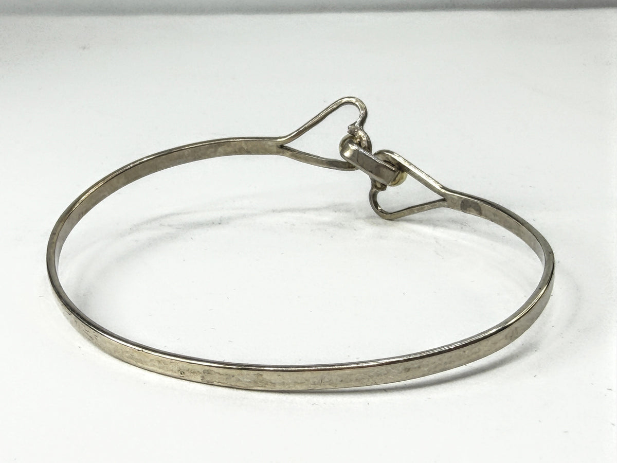 Tiffany Co Vintage Sterling Silver 18K Gold Double Heart Bangle 6.25 pouchJR2243