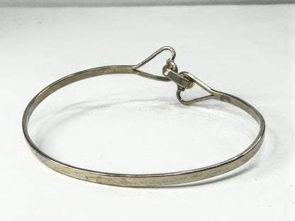 Tiffany Co Vintage Sterling Silver 18K Gold Double Heart Bangle 6.25 pouchJR2243