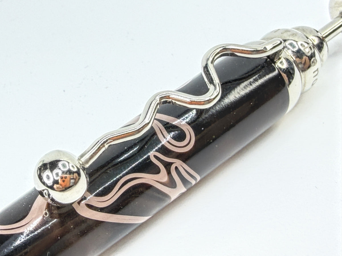 Jean Pierre Lepine Zig Zag Bonolo Black Silver Tone Designer Ballpoint Pen SS504