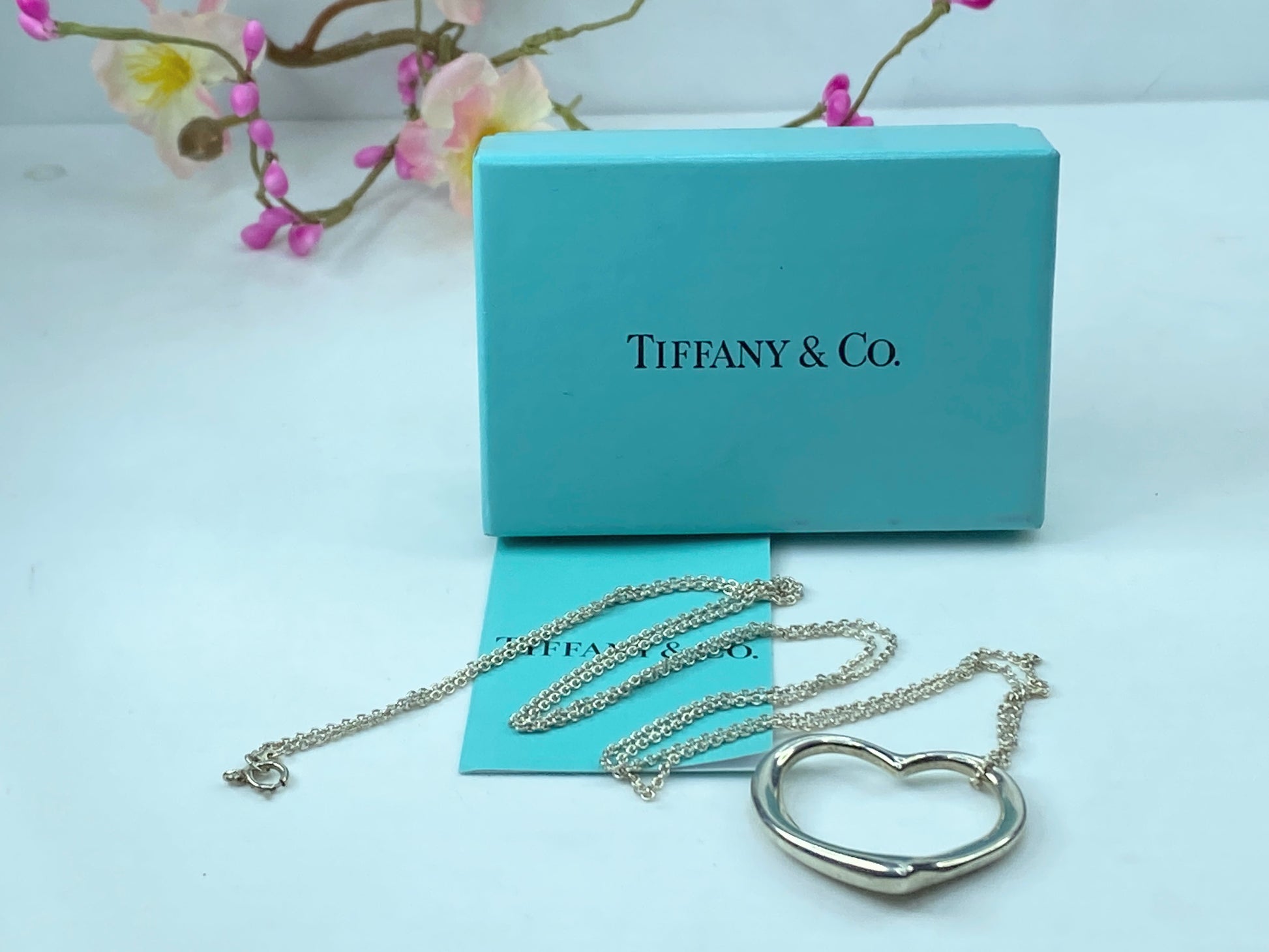 Tiffany & Co Sterling Silver Elsa Peretti Large 27mm Heart Necklace 20" JR349