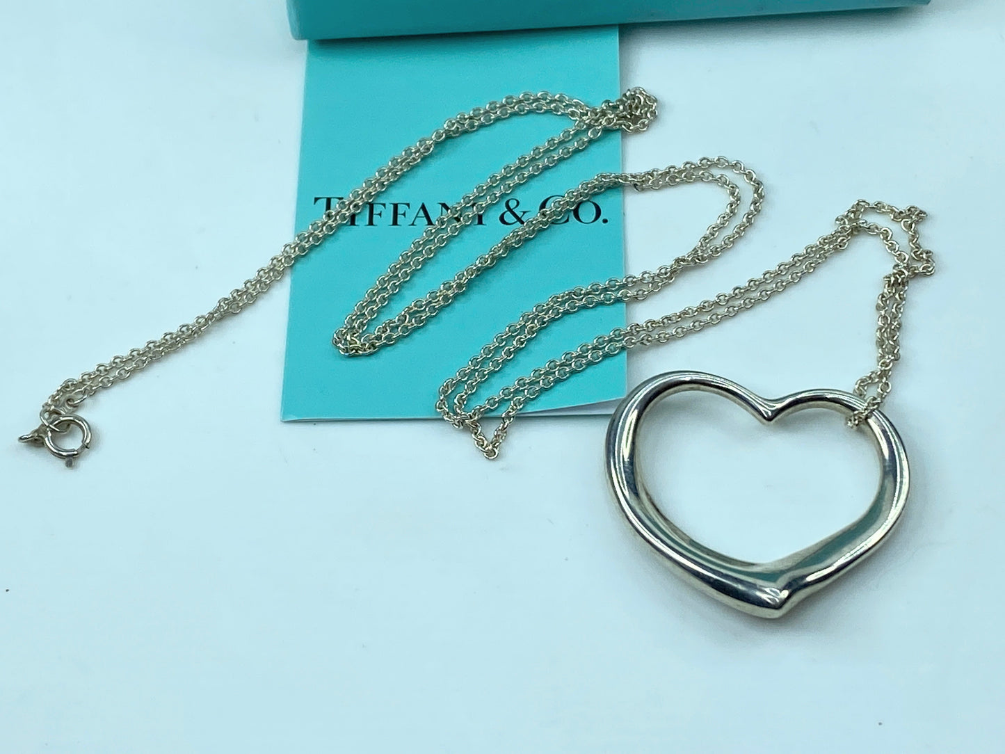 Tiffany & Co Sterling Silver Elsa Peretti Large 27mm Heart Necklace 20" JR349