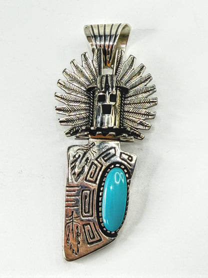 Carol Felley Vintage 1988 Sterling Turquoise Kachina Pendant Brooch JR2244