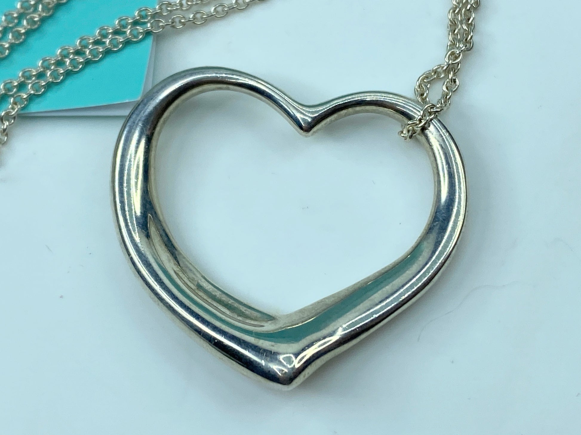 Tiffany & Co Sterling Silver Elsa Peretti Large 27mm Heart Necklace 20" JR349