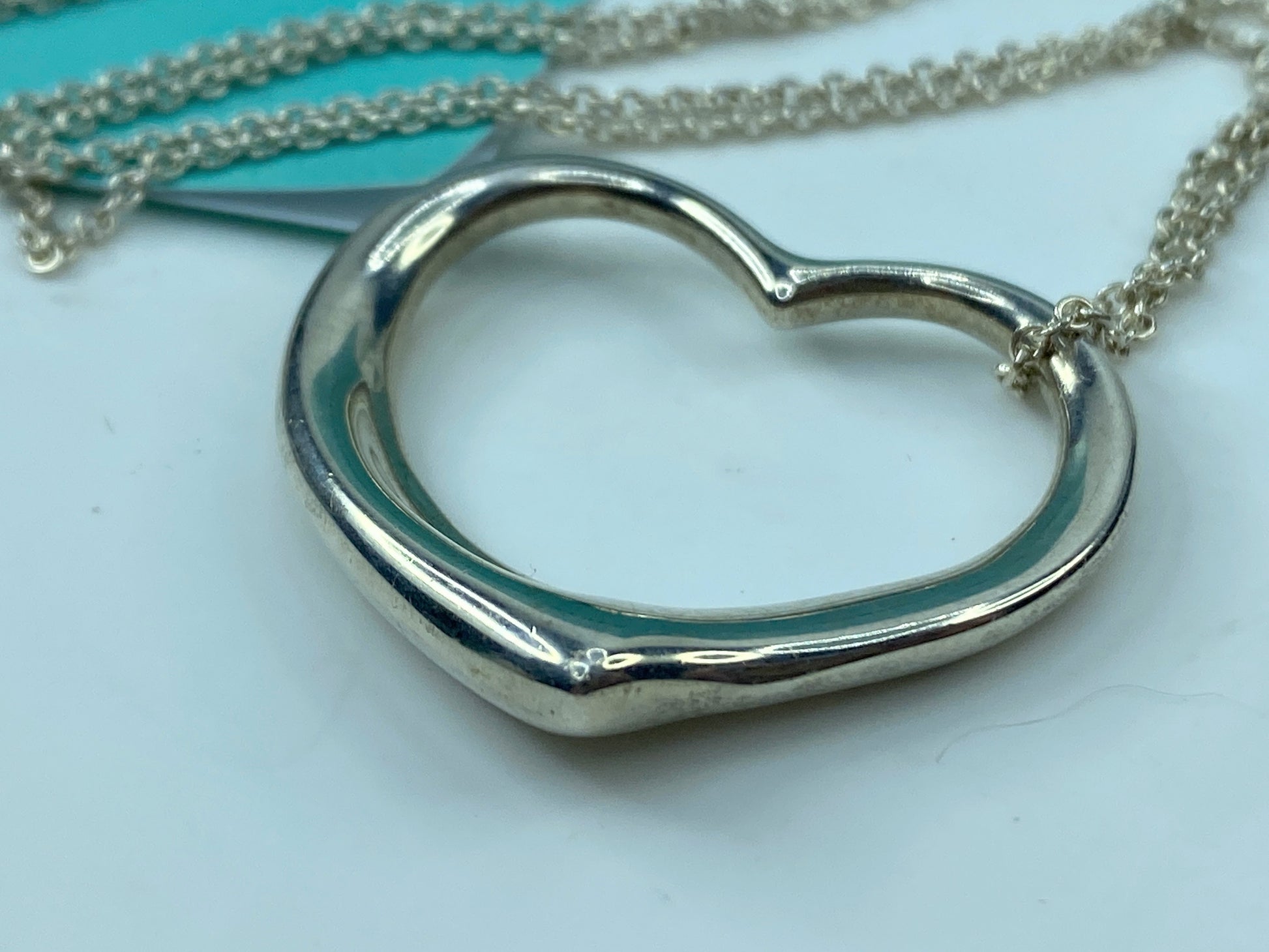 Tiffany & Co Sterling Silver Elsa Peretti Large 27mm Heart Necklace 20" JR349