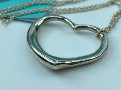 Tiffany & Co Sterling Silver Elsa Peretti Large 27mm Heart Necklace 20" JR349