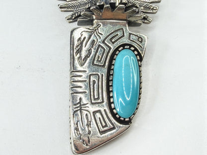 Carol Felley Vintage 1988 Sterling Turquoise Kachina Pendant Brooch JR2244