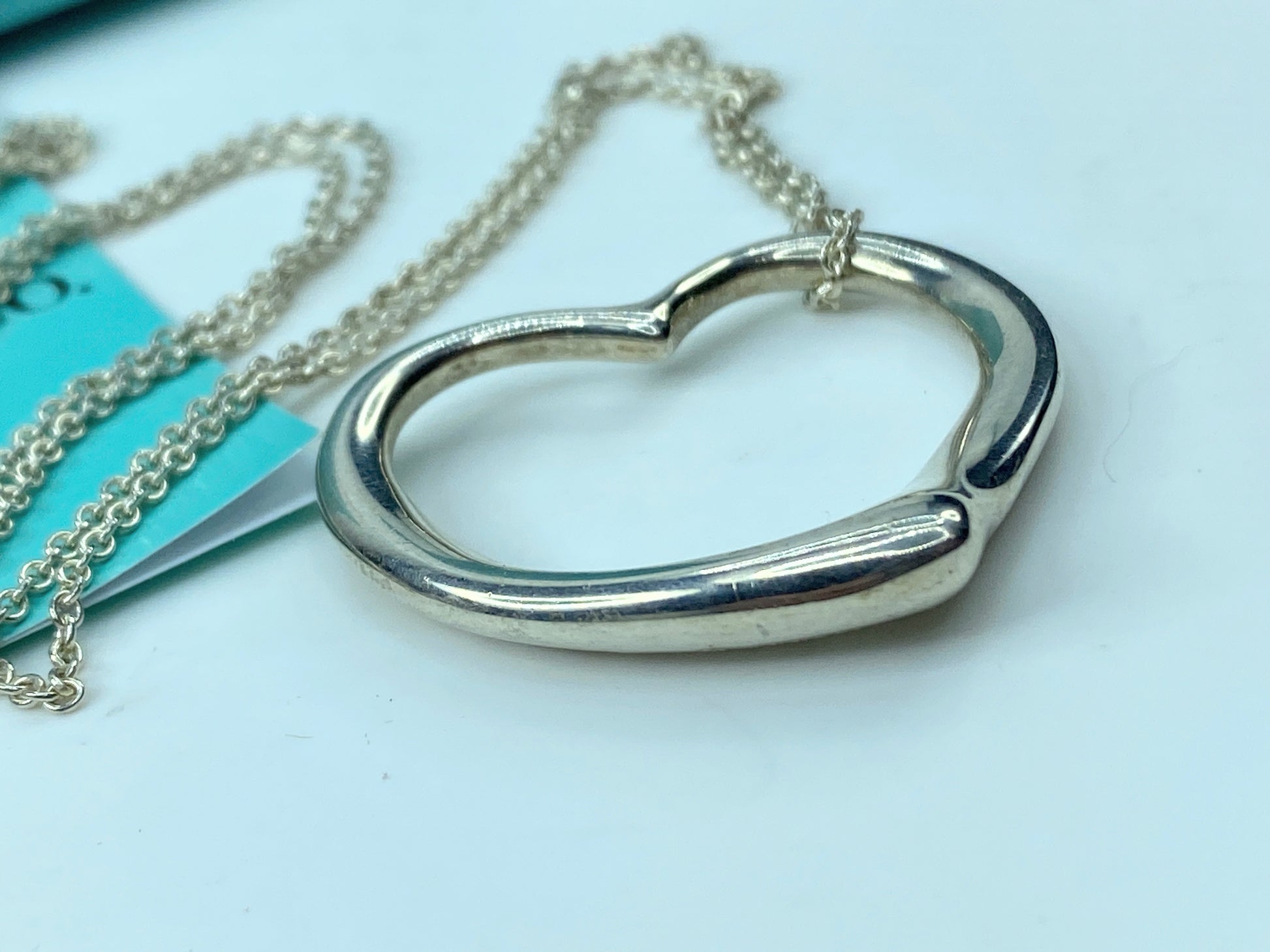 Tiffany & Co Sterling Silver Elsa Peretti Large 27mm Heart Necklace 20" JR349