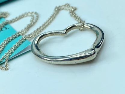 Tiffany & Co Sterling Silver Elsa Peretti Large 27mm Heart Necklace 20" JR349