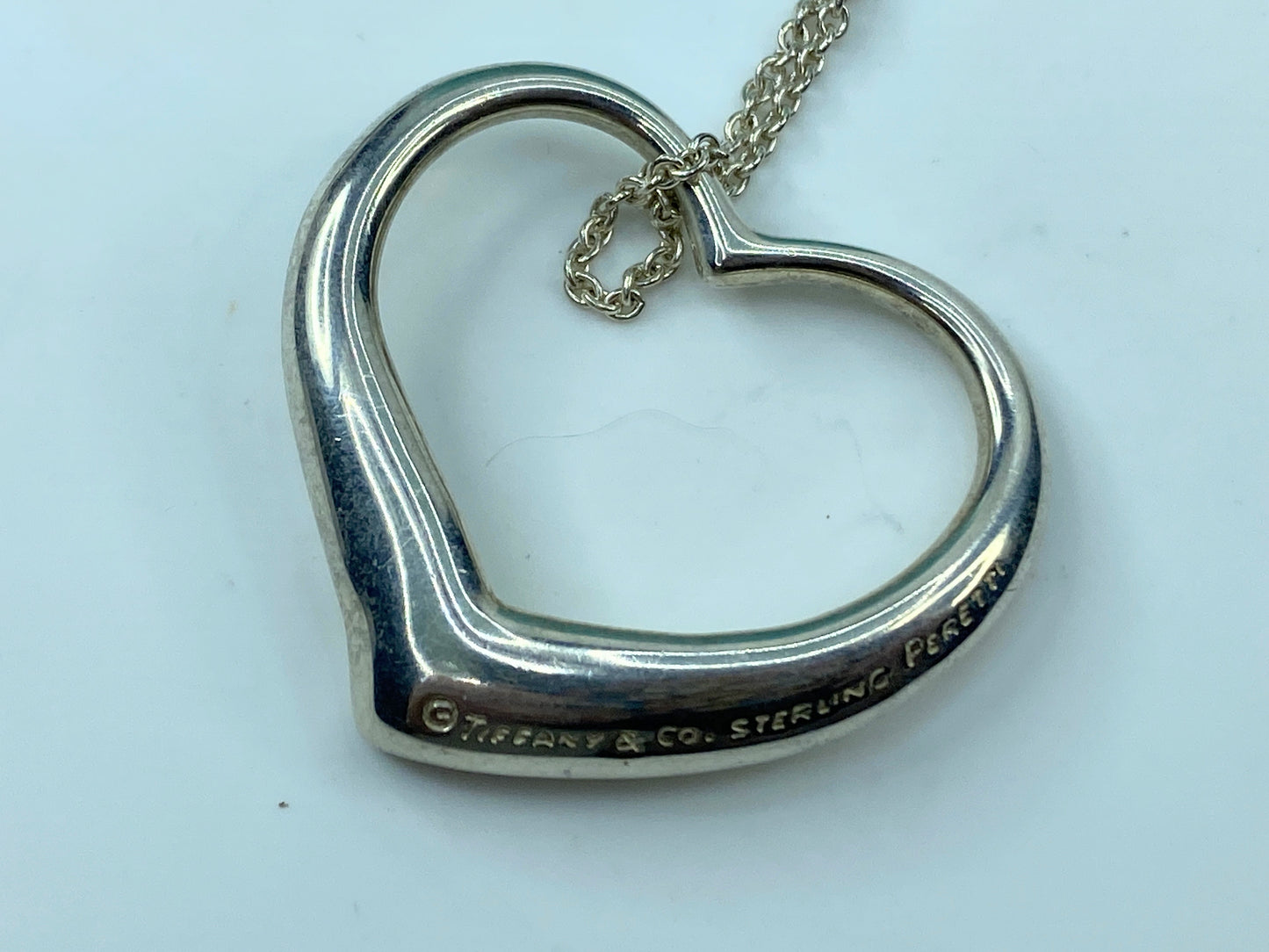 Tiffany & Co Sterling Silver Elsa Peretti Large 27mm Heart Necklace 20" JR349