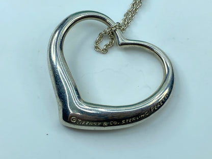 Tiffany & Co Sterling Silver Elsa Peretti Large 27mm Heart Necklace 20" JR349
