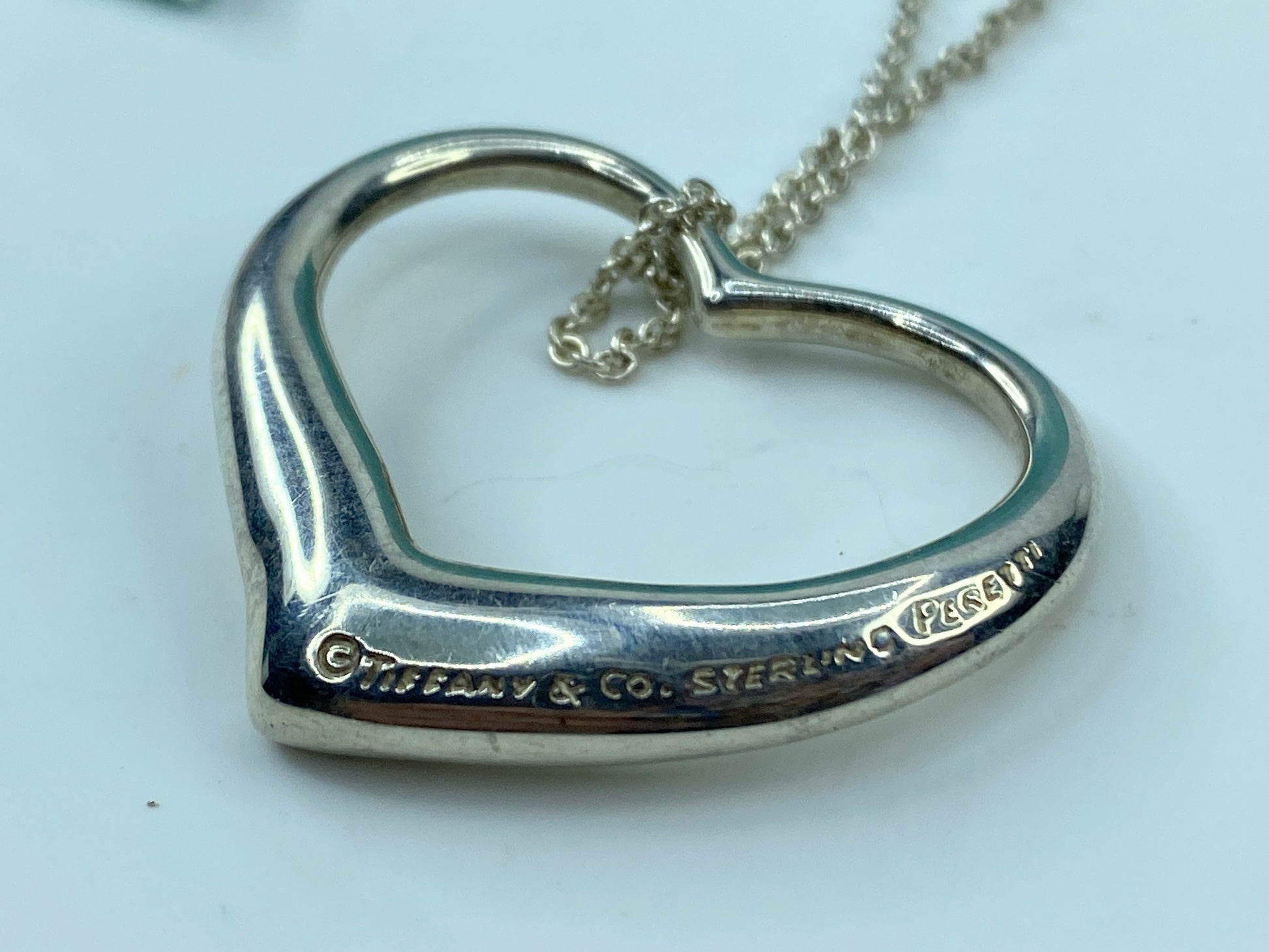 Tiffany & Co Sterling Silver Elsa Peretti Large 27mm Heart Necklace 20" JR349