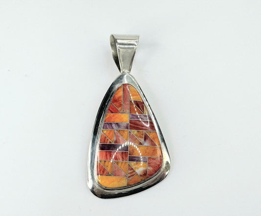 2 3/4" Jay King Sterling Silver Spiny Oyster inlay pendant 17.8g JR9503