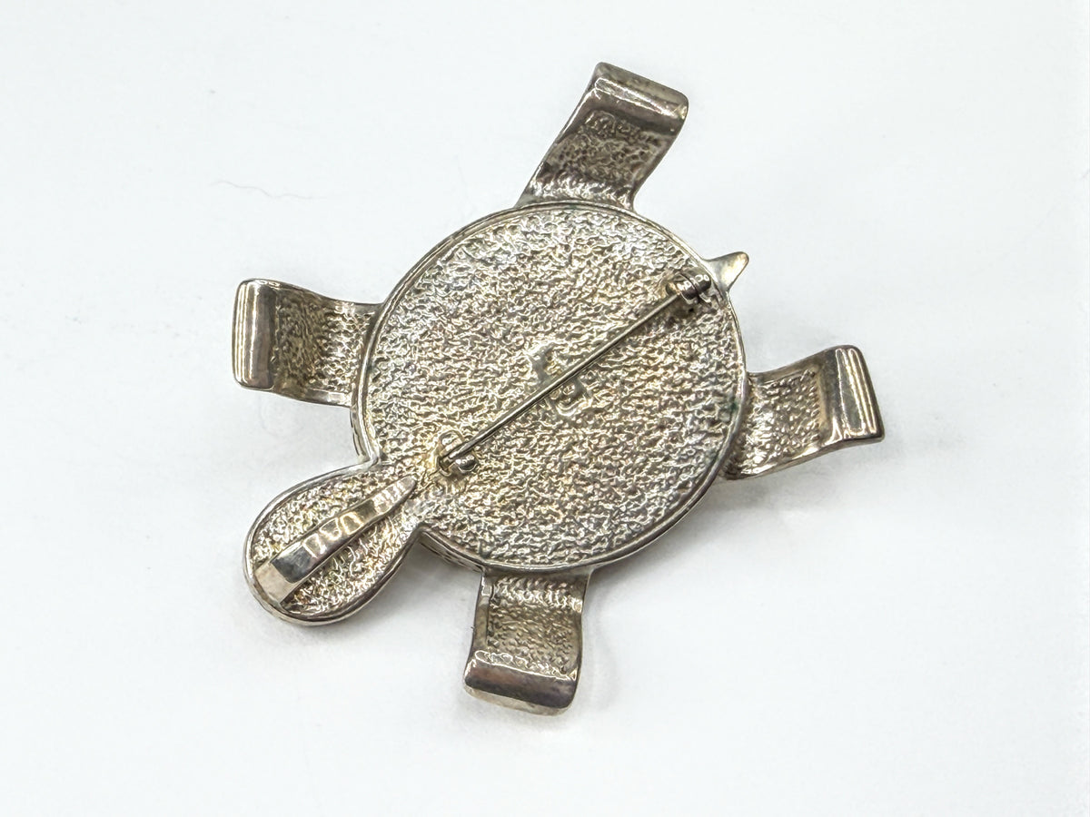 Carol Felley Vintage Sterling Silver Turquoise Turtle Brooch Pendant 42g JR2245