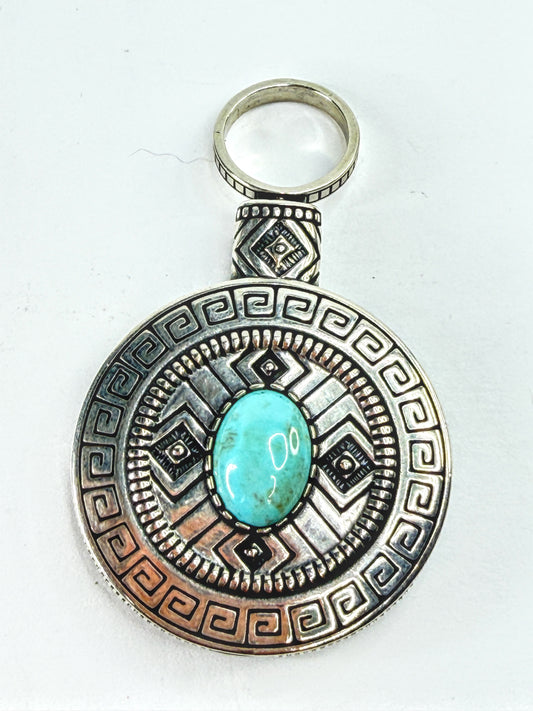 Carol Felley Sterling Silver Turquoise Reversible Swivel Pendant 38.1g JR2246