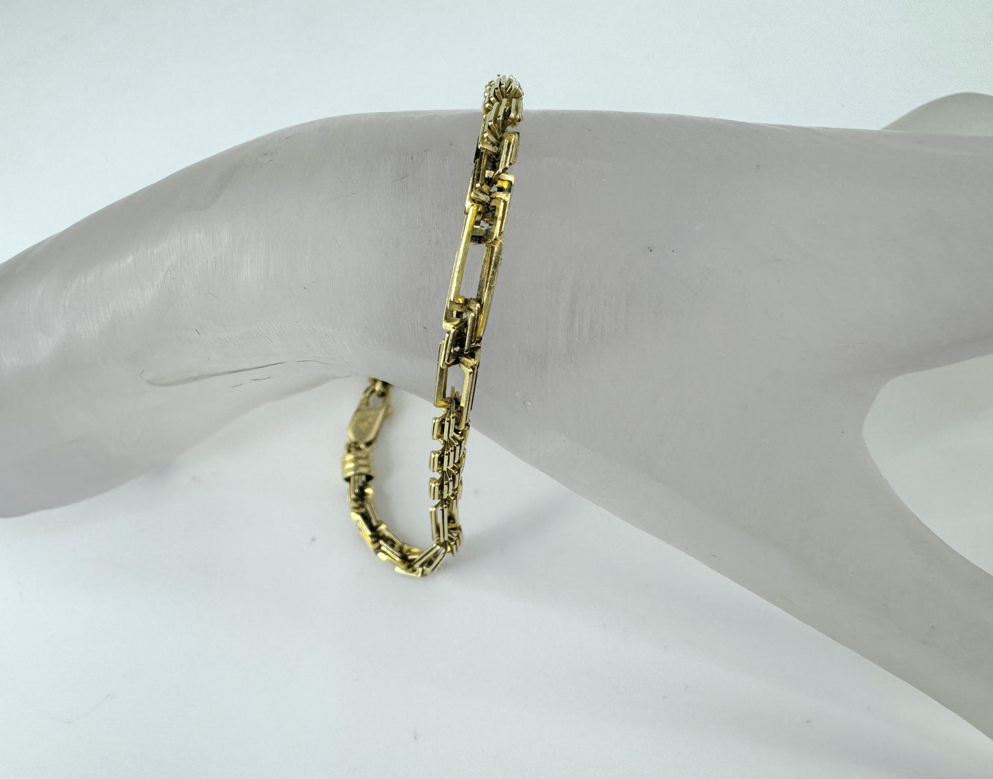 14K yellow gold 3.8mm fancy link bracelet 8.0" 8.7g JR9504