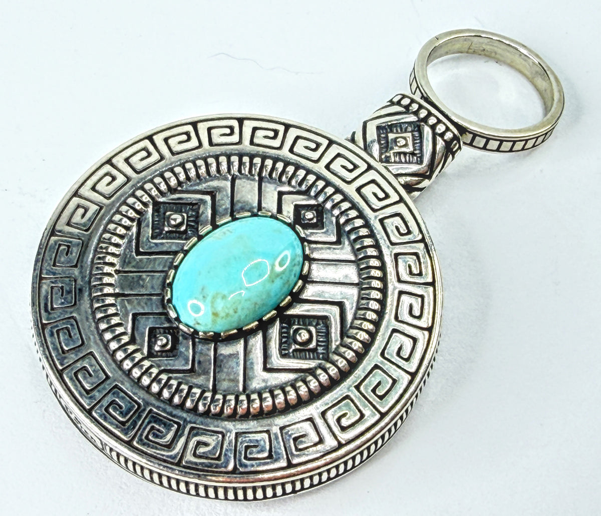 Carol Felley Sterling Silver Turquoise Reversible Swivel Pendant 38.1g JR2246