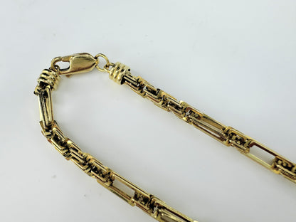 14K yellow gold 3.8mm fancy link bracelet 8.0" 8.7g JR9504