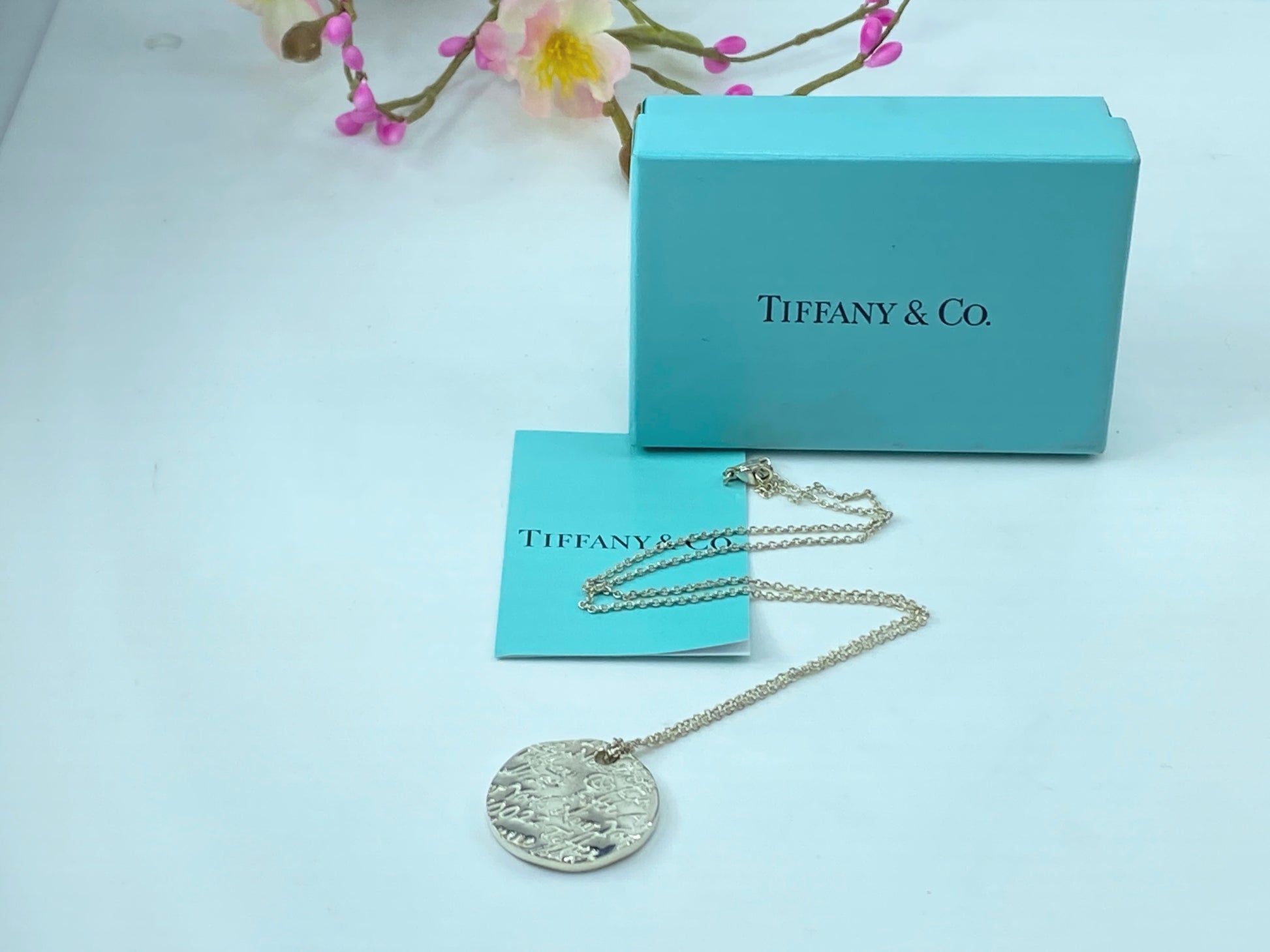 Tiffany & Co. Sterling Silver Wavy Notes Fifth Ave Disc Necklace 10.9g JR361