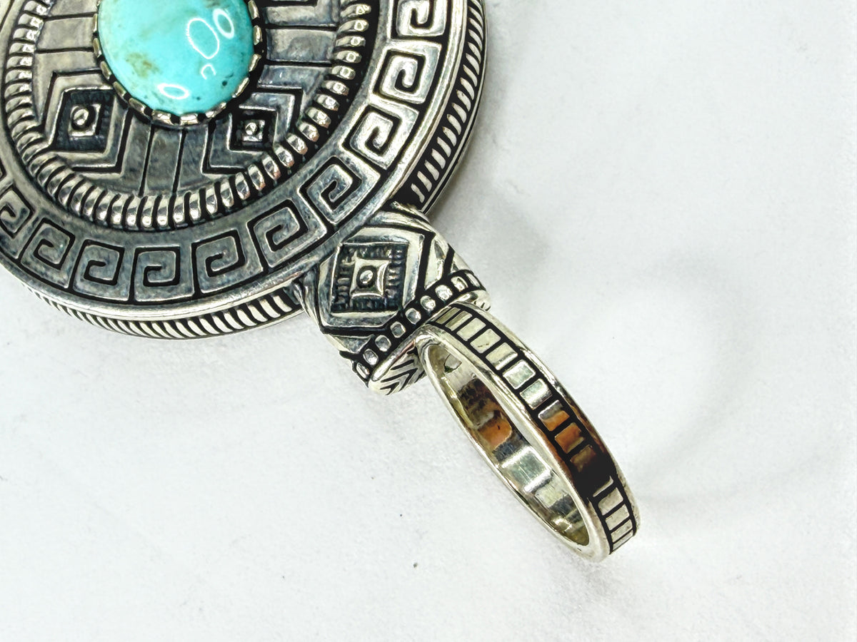 Carol Felley Sterling Silver Turquoise Reversible Swivel Pendant 38.1g JR2246