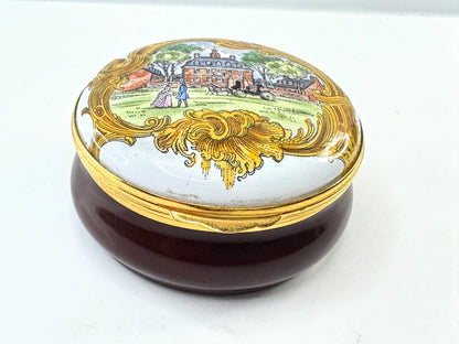 Vintage Colonial Williamsburg Governor’s Palace hinged Trinket Box 2 1/2" A929