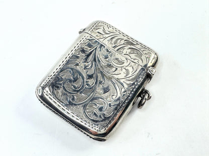 Antique 19th Century English Sterling Silver Vesta Case Engraved Birmingham SS333