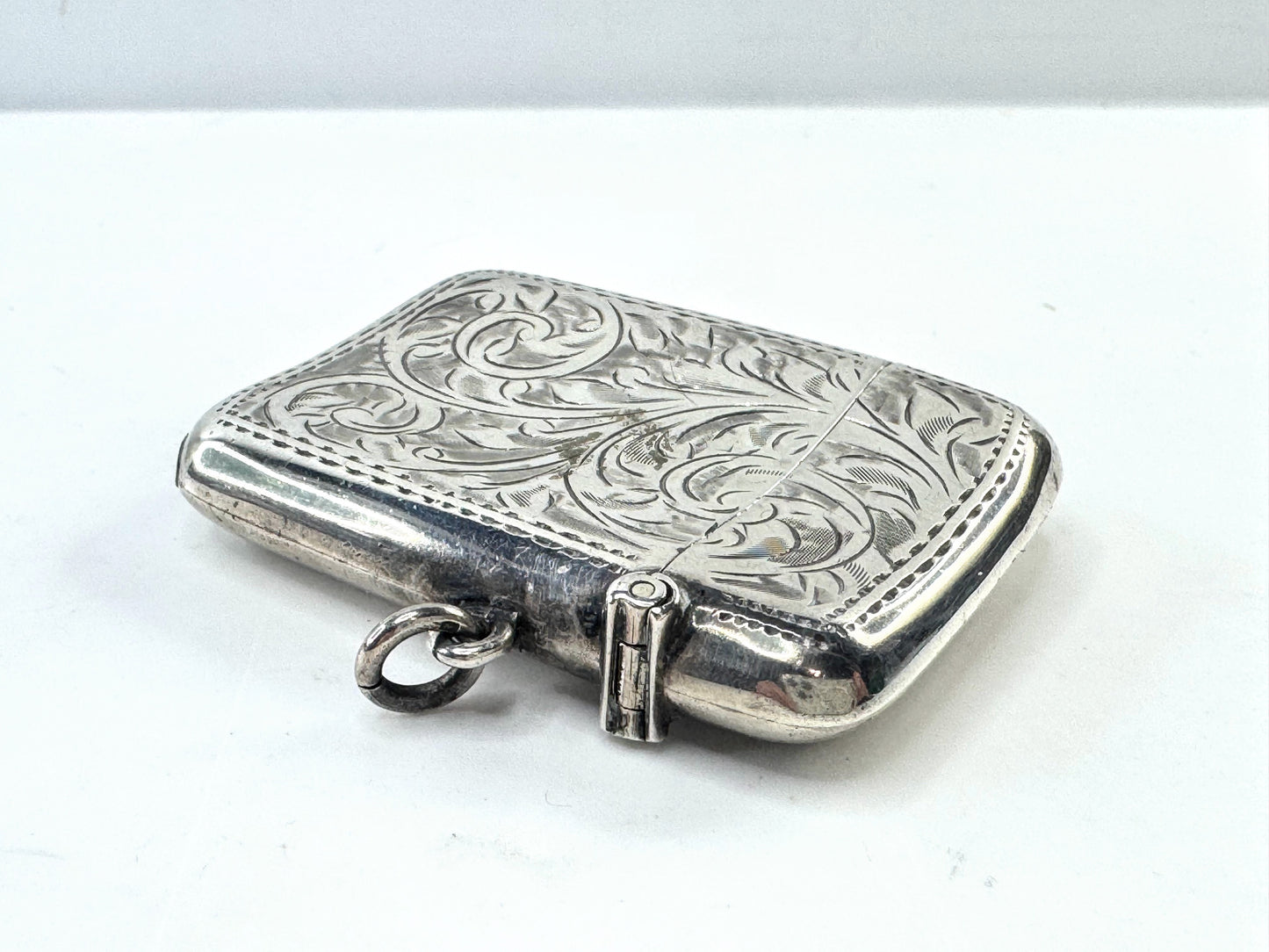 Antique 19th Century English Sterling Silver Vesta Case Engraved Birmingham SS333