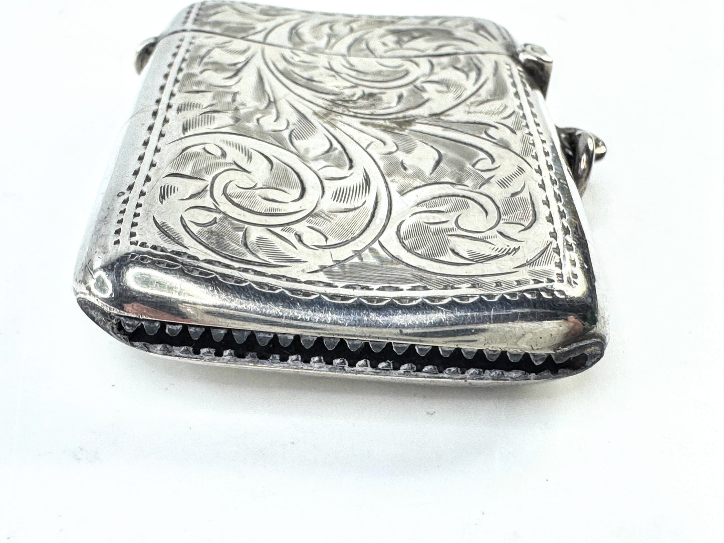 Antique 19th Century English Sterling Silver Vesta Case Engraved Birmingham SS333