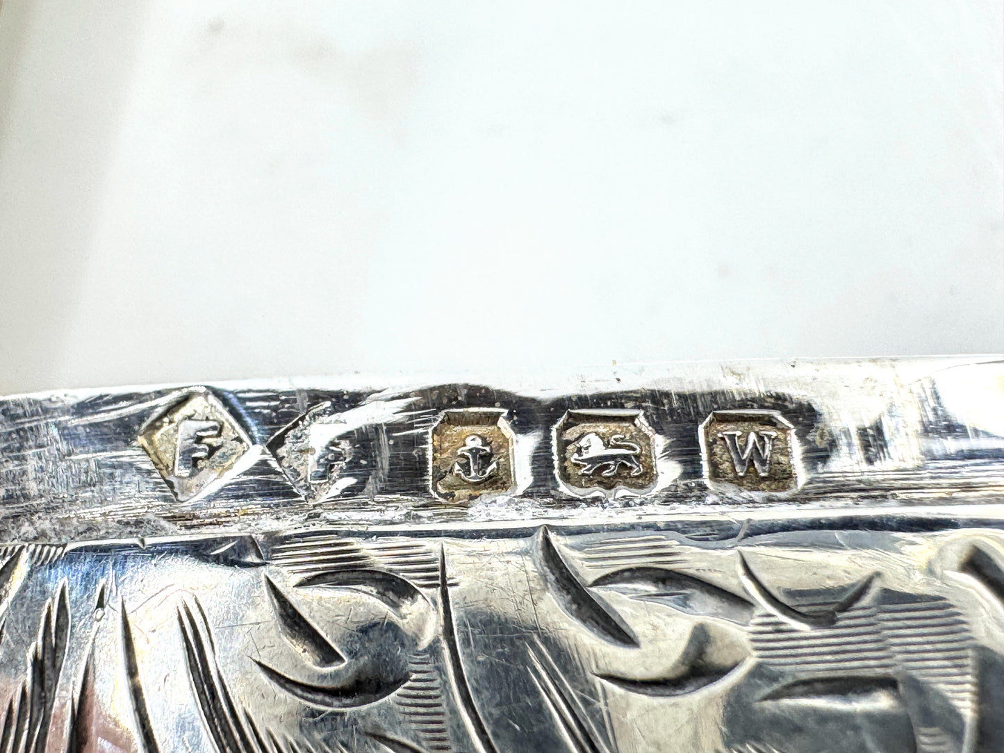 Antique 19th Century English Sterling Silver Vesta Case Engraved Birmingham SS333