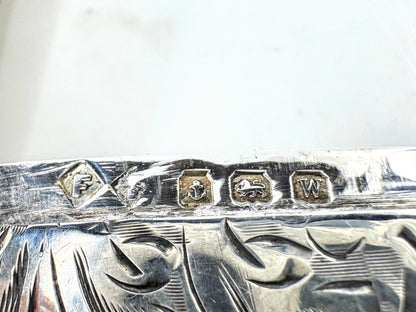 Antique 19th Century English Sterling Silver Vesta Case Engraved Birmingham SS333