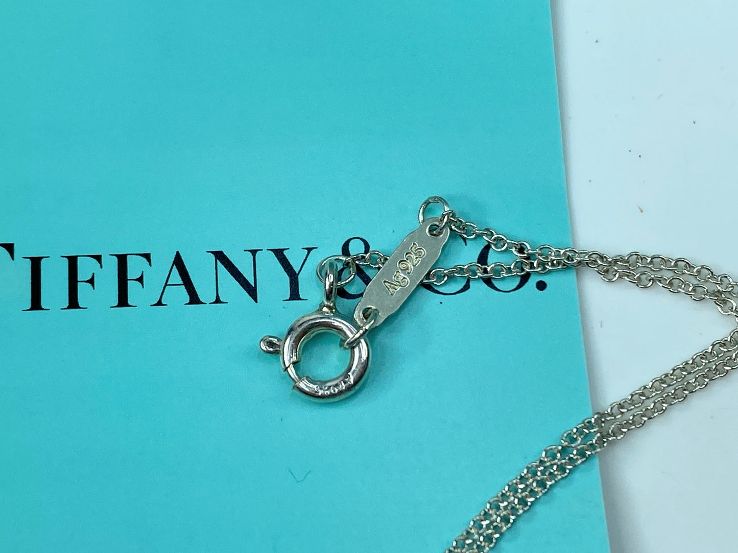 Tiffany & Co. Sterling Silver 925 Heart Key Pendant Necklace 18.5" JR363