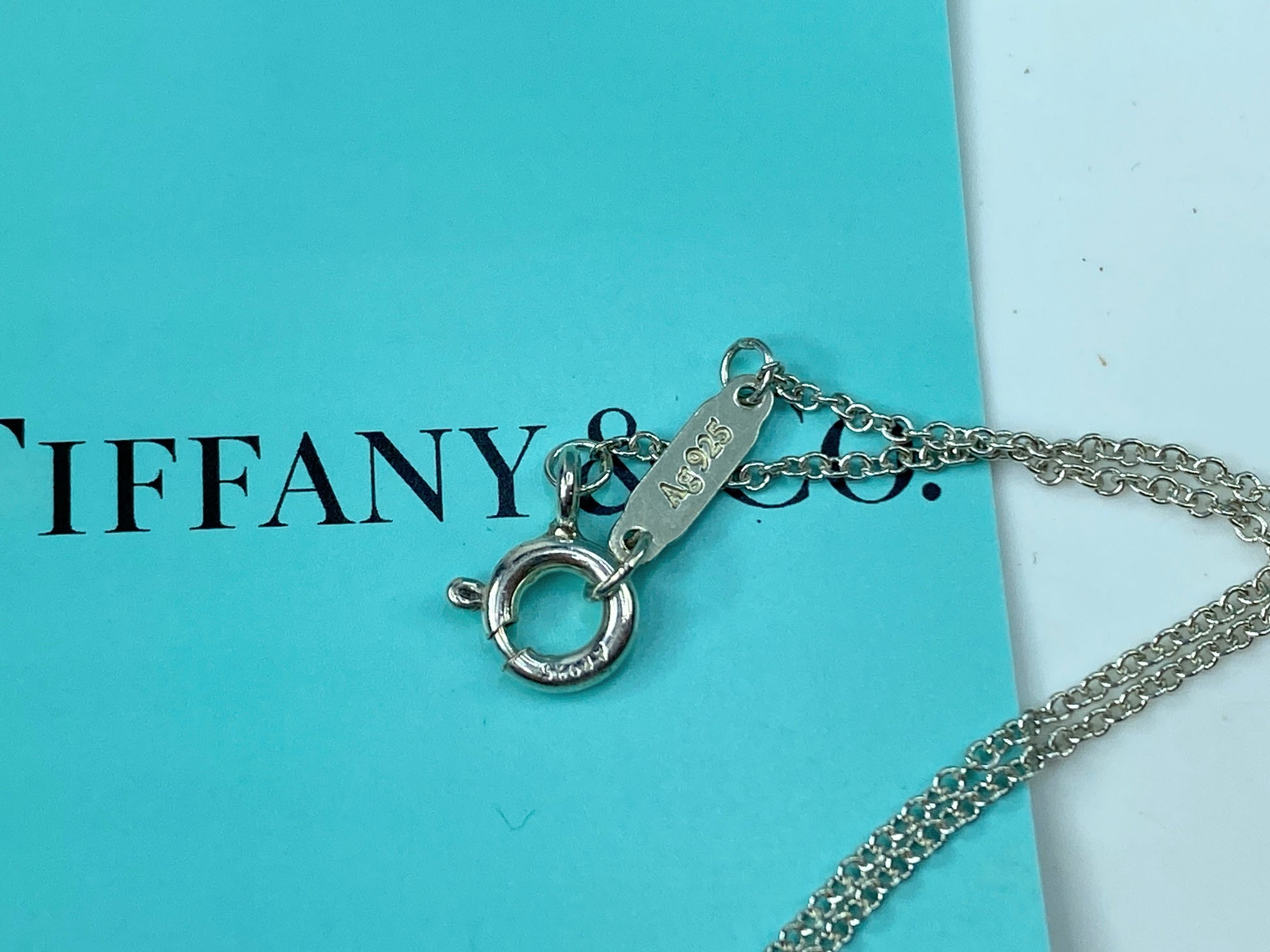Tiffany & Co. Sterling Silver 925 Heart Key Pendant Necklace 18.5" JR363