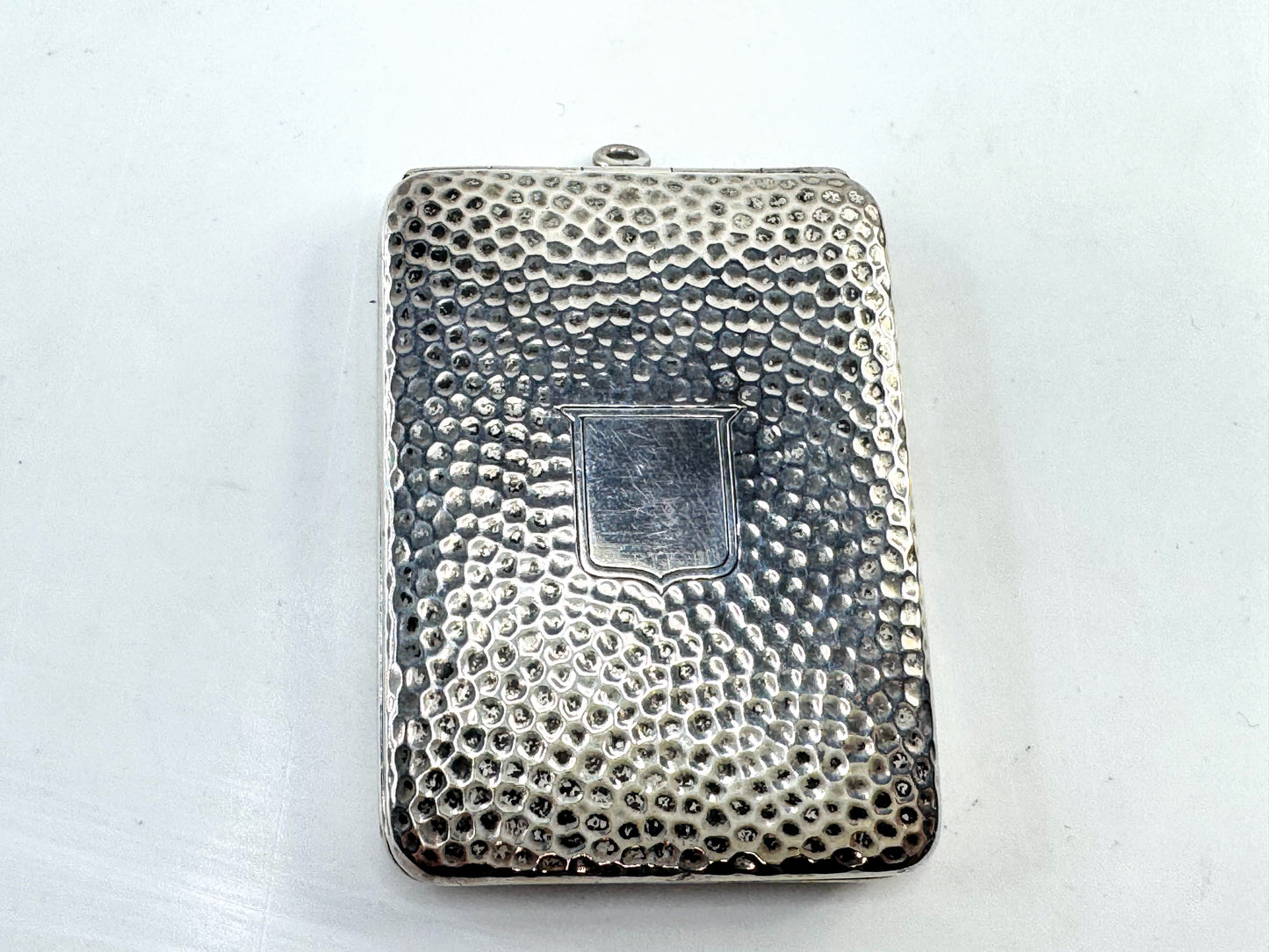 Antique Hammered Sterling Silver Match Safe Vesta Case Art Deco Duo SS334