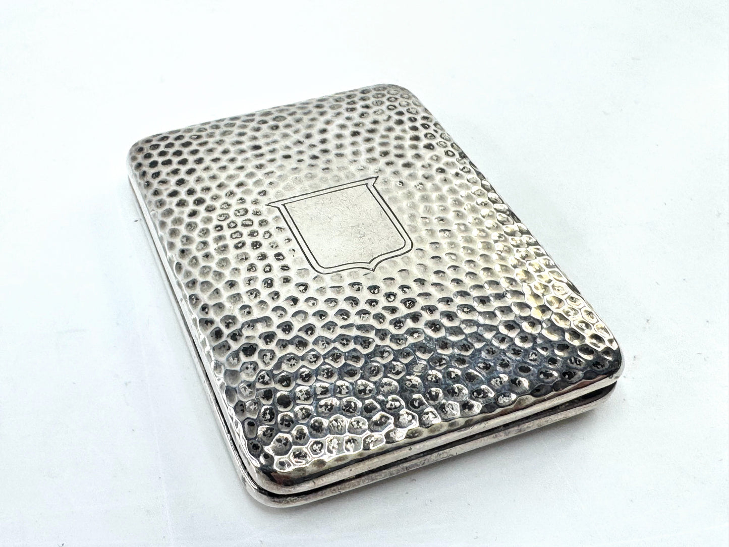 Antique Hammered Sterling Silver Match Safe Vesta Case Art Deco Duo SS334