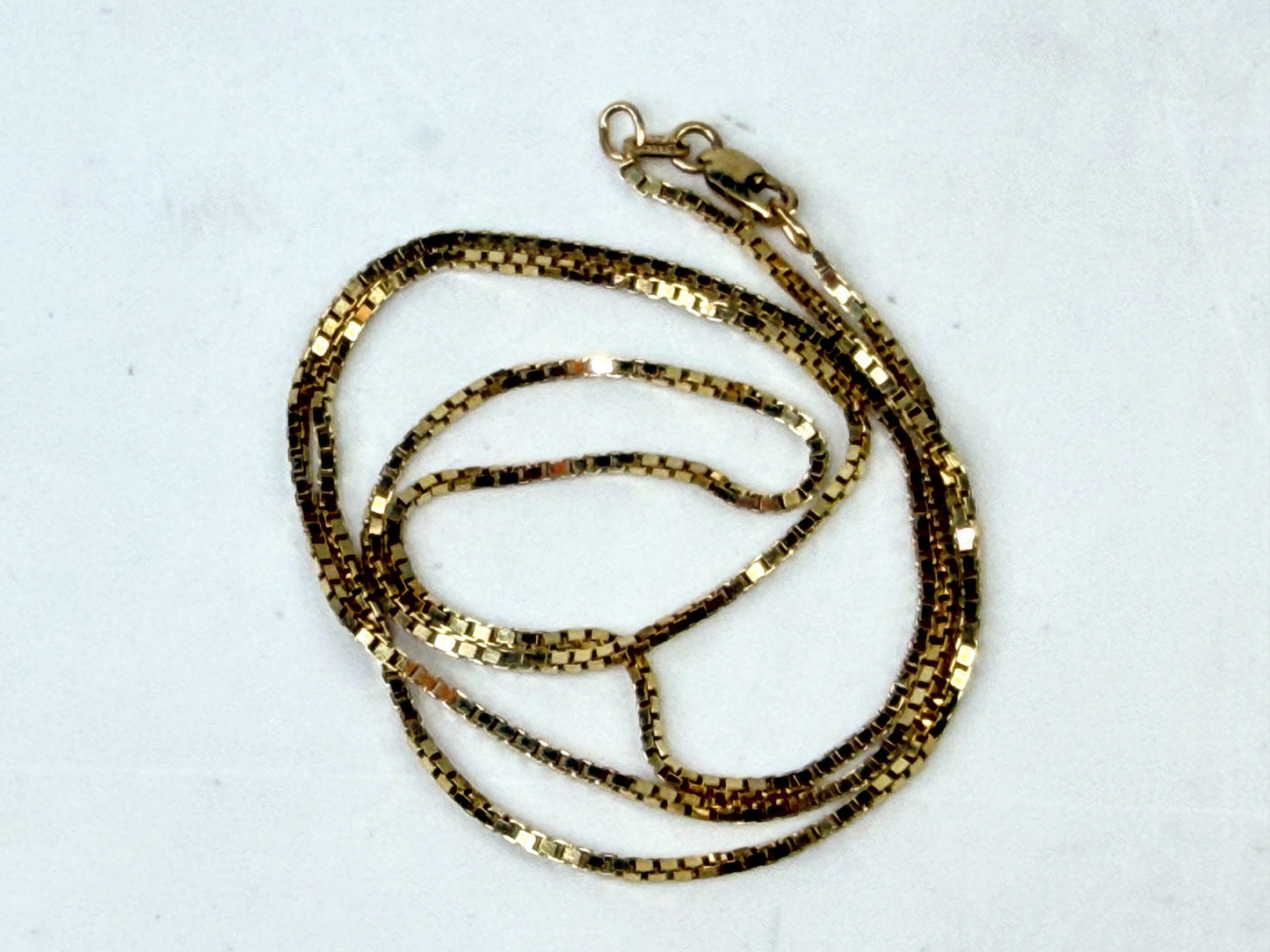 Vintage 14K Gold Box Chain Necklace Italy 18 Inch 1.3mm JR1509