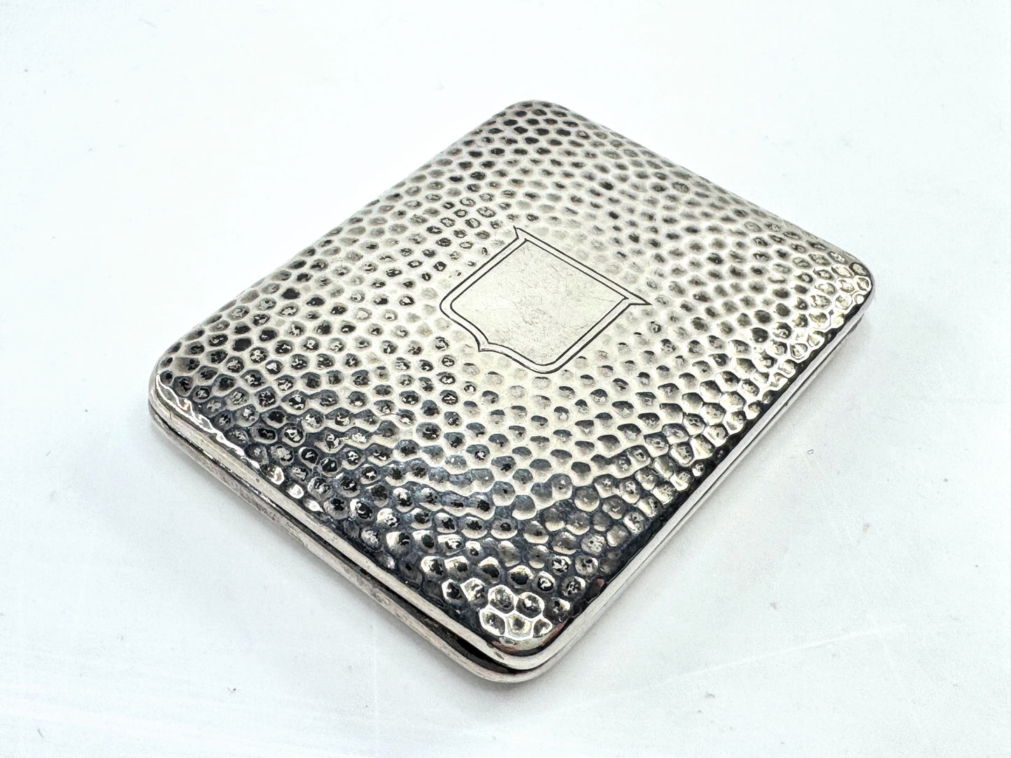 Antique Hammered Sterling Silver Match Safe Vesta Case Art Deco Duo SS334