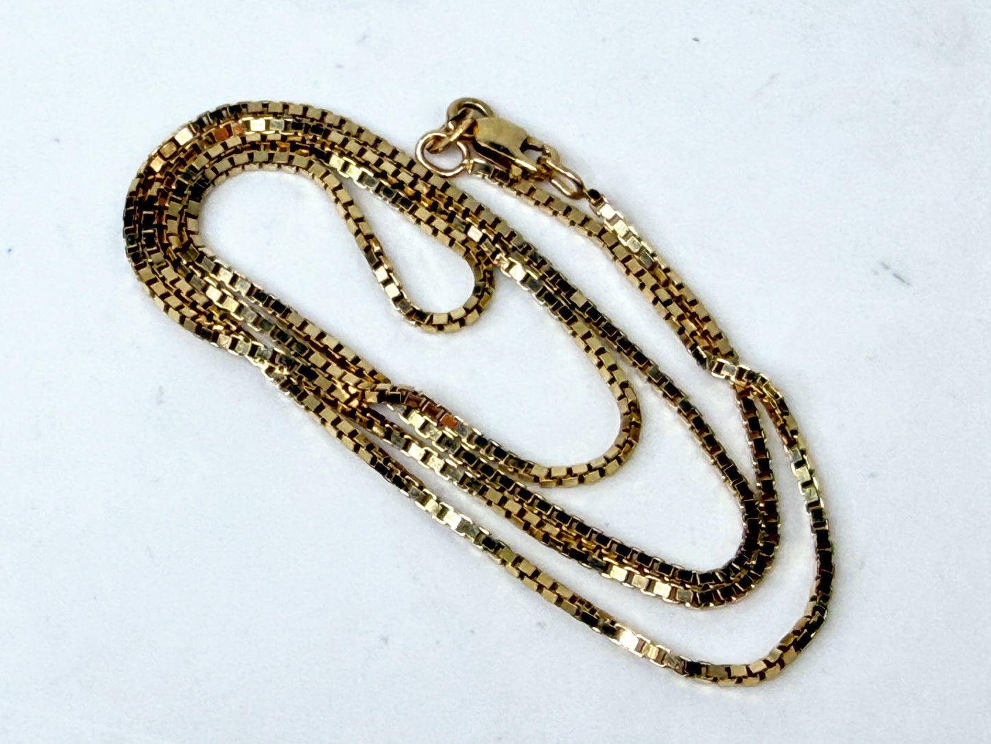 Vintage 14K Gold Box Chain Necklace Italy 18 Inch 1.3mm JR1509