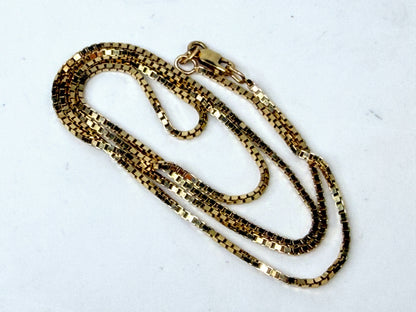Vintage 14K Gold Box Chain Necklace Italy 18 Inch 1.3mm JR1509