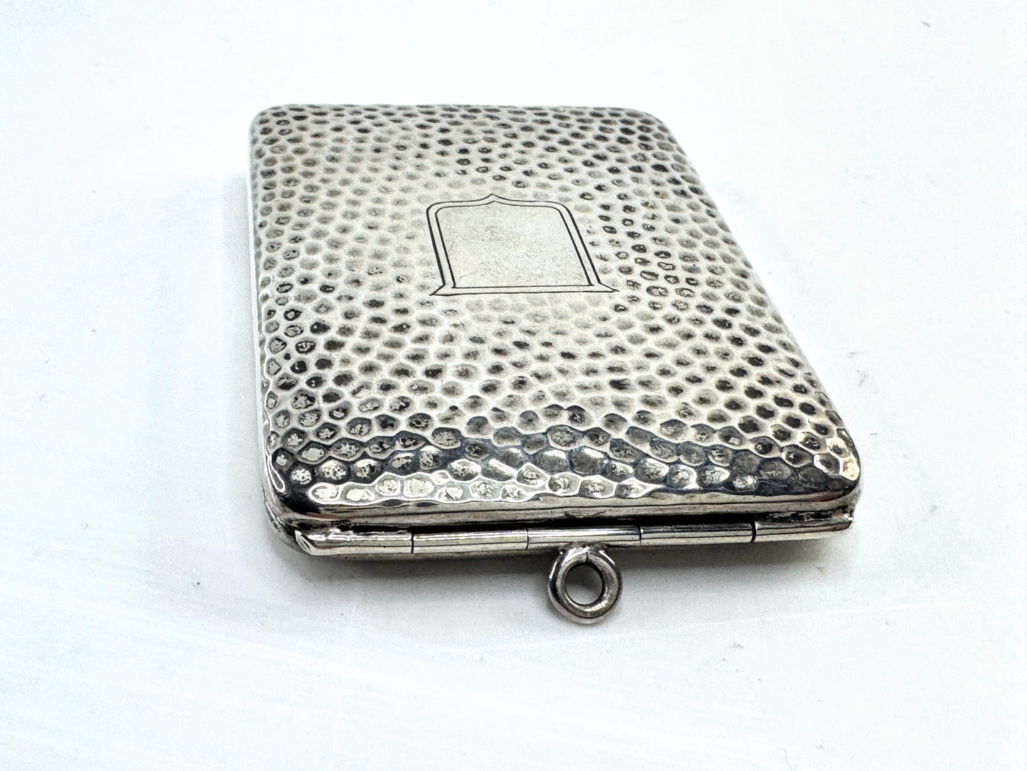 Antique Hammered Sterling Silver Match Safe Vesta Case Art Deco Duo SS334