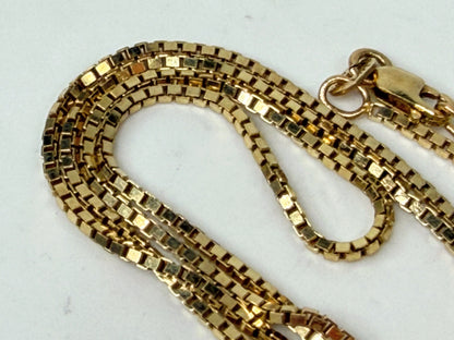 Vintage 14K Gold Box Chain Necklace Italy 18 Inch 1.3mm JR1509