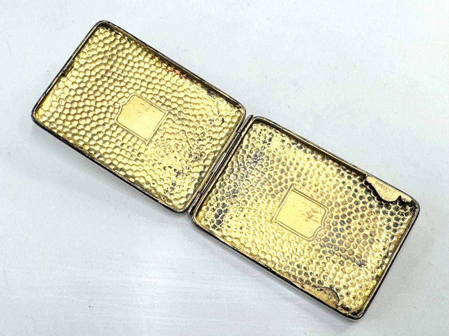 Antique Hammered Sterling Silver Match Safe Vesta Case Art Deco Duo SS334