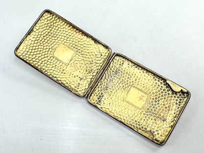 Antique Hammered Sterling Silver Match Safe Vesta Case Art Deco Duo SS334