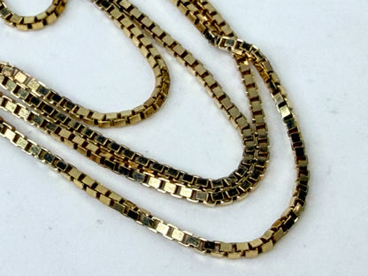 Vintage 14K Gold Box Chain Necklace Italy 18 Inch 1.3mm JR1509