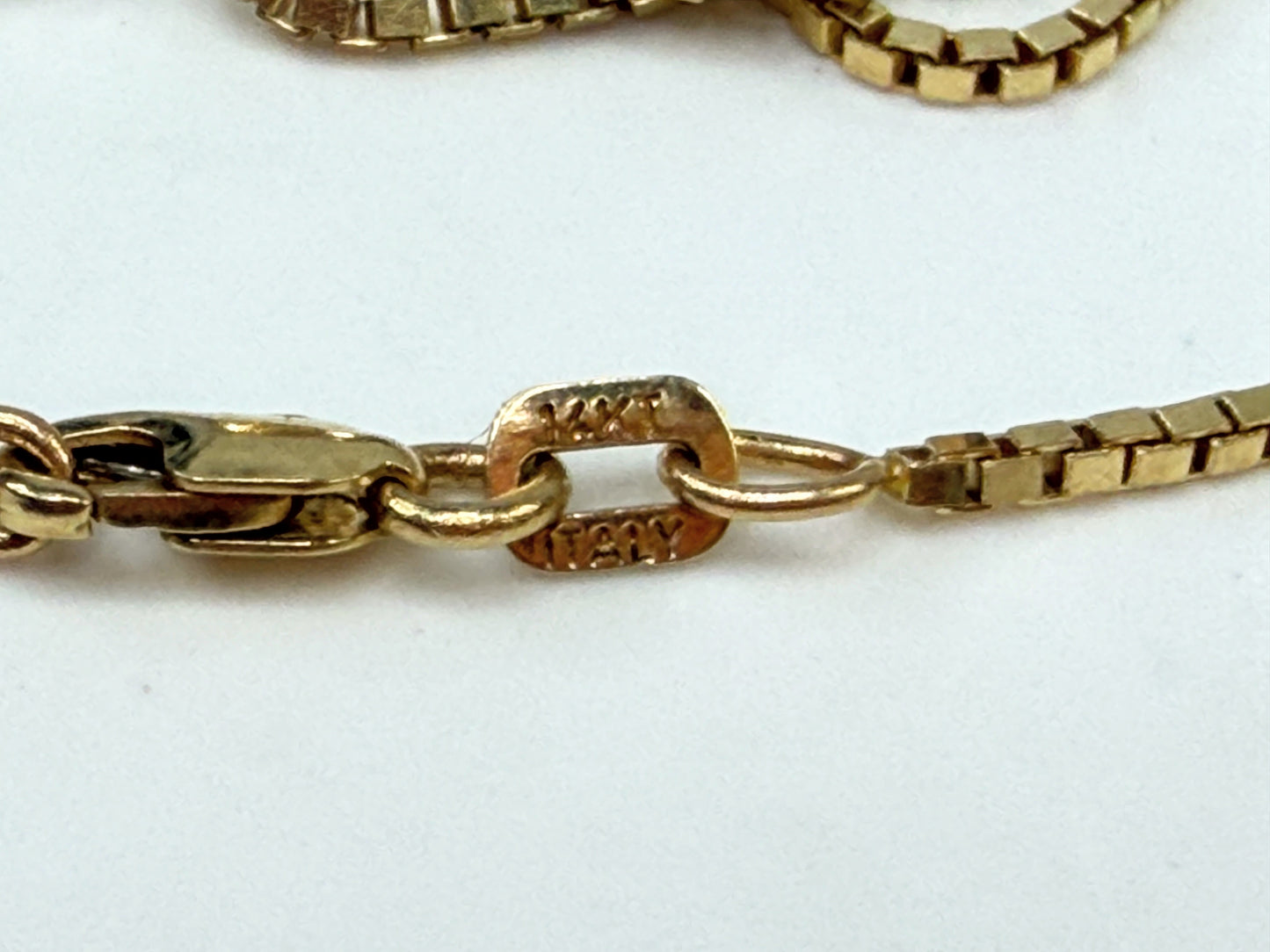 Vintage 14K Gold Box Chain Necklace Italy 18 Inch 1.3mm JR1509