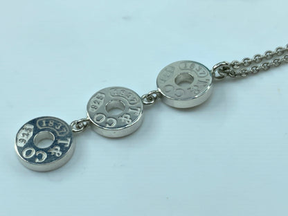Tiffany & Co Sterling 1837 Triple 3 Circle Disc Drop Pendant Necklace 18" JR366