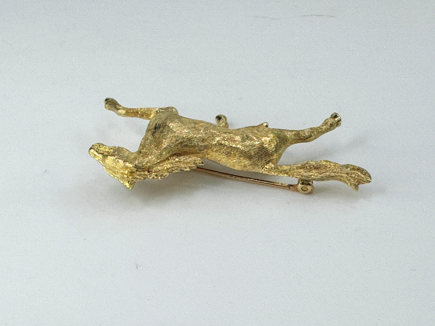 14K Yellow Brush gold Riding Horse Brooch 7.9g 2.0" JR9390