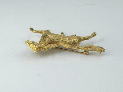 14K Yellow Brush gold Riding Horse Brooch 7.9g 2.0" JR9390