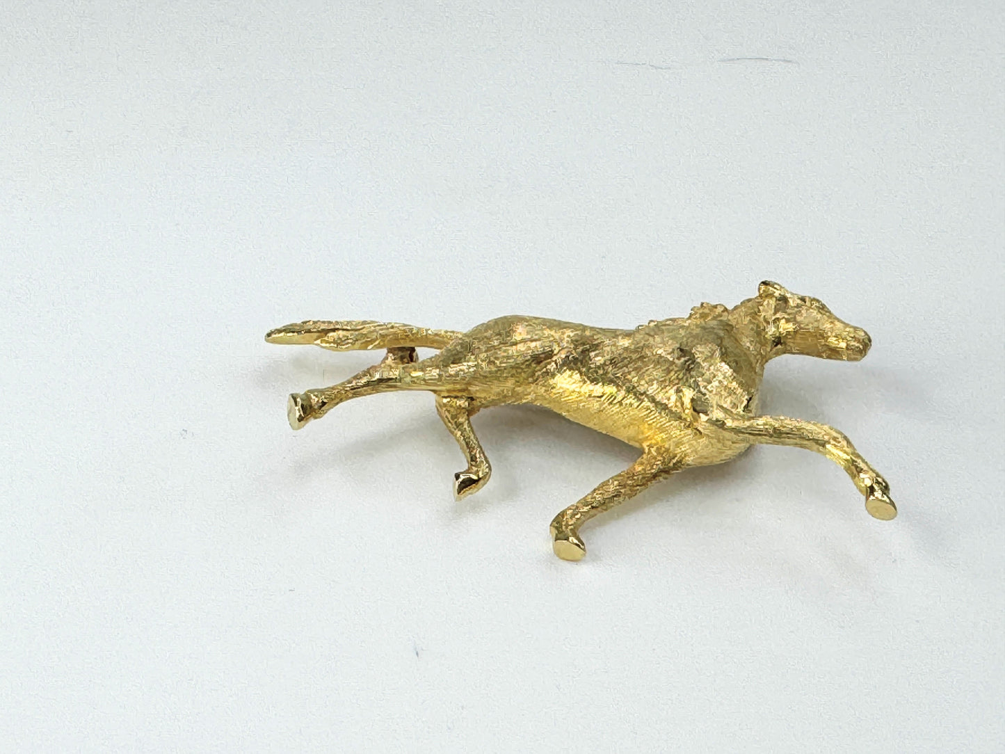 14K Yellow Brush gold Riding Horse Brooch 7.9g 2.0" JR9390