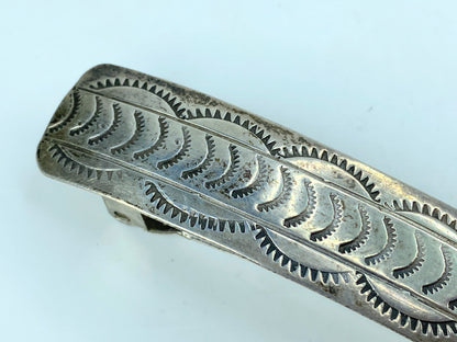 Southwestern Sterling Silver Minimalist Stamp-Patterned adorn barrette 4" SS107